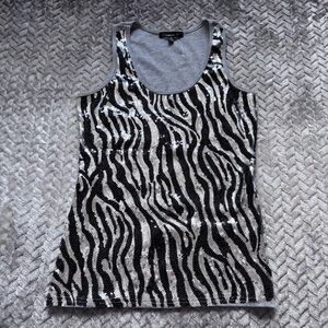 Y2K NWOT Zebra print sequence grey tank top size XL